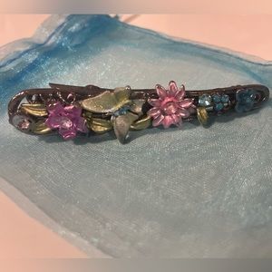 Colorful Butterfly and flowers metal hair grip clip EUC